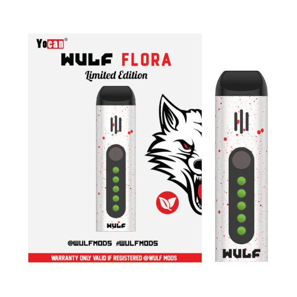 Wulf Mods FLORA Portable Dry Herb Vaporizer White Red Spatter