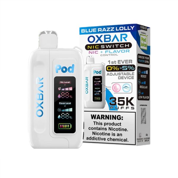 OXBAR x Pod Juice NIC Switch 35K Puff Disposable BLUE RAZZ LOLLY