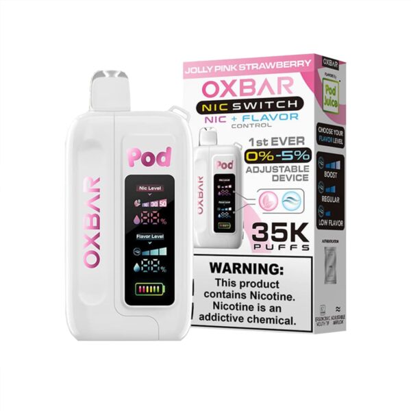 OXBAR x Pod Juice NIC Switch 35K Puff Disposable JOLLY PINK STRAWBERRY